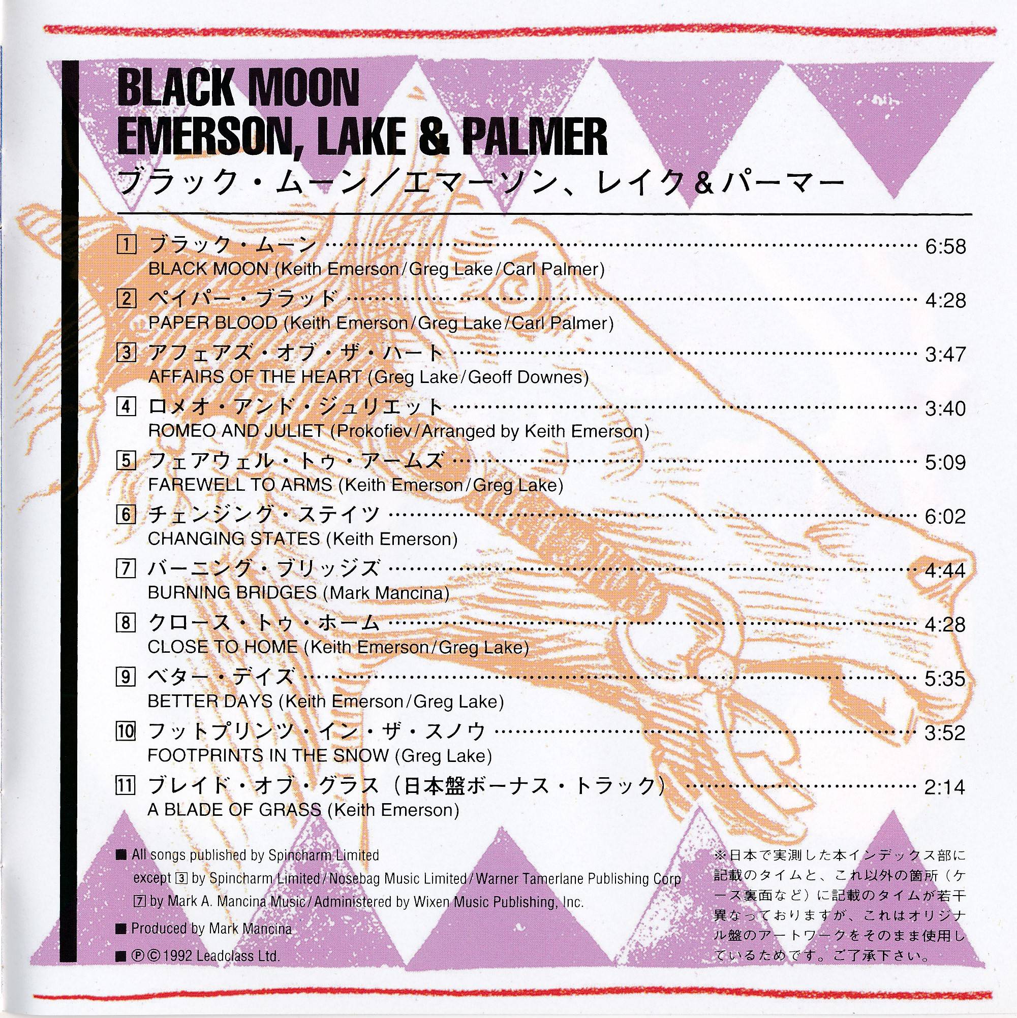 Emerson, Lake and Palmer Black Moon [booklet18 jpn]